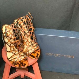 Sergio Rossi Puzzle Heel Tortoise Sandals with Box